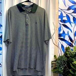 NWOT Men’s Olive Green and White Striped Polo Golf Ralph Lauren Shirt Size Large